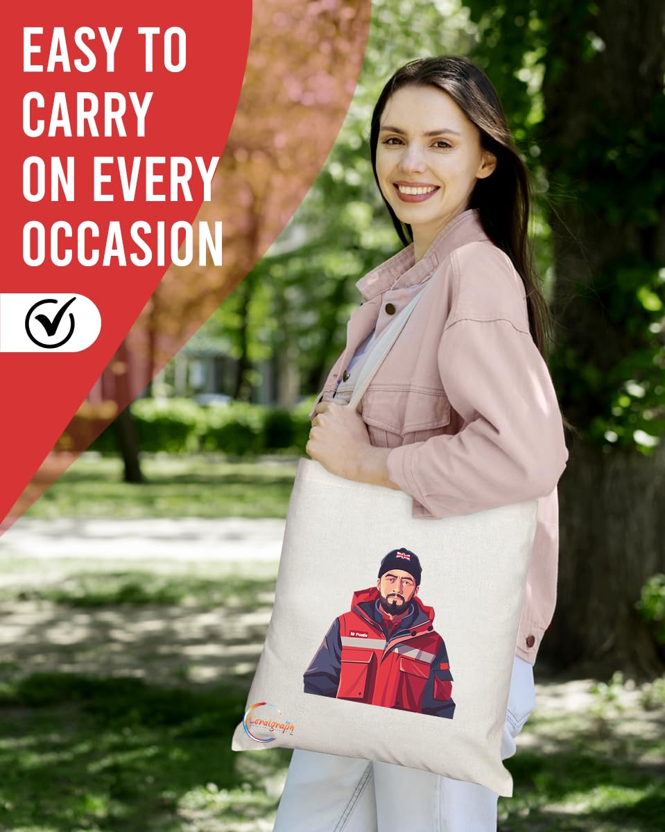 TB1750 Mr Postie Tote Bag - Great for Postmen, Mail Carriers, Postal Workers - Sustainable, Stylish, Long Handled, Durable and Reusable