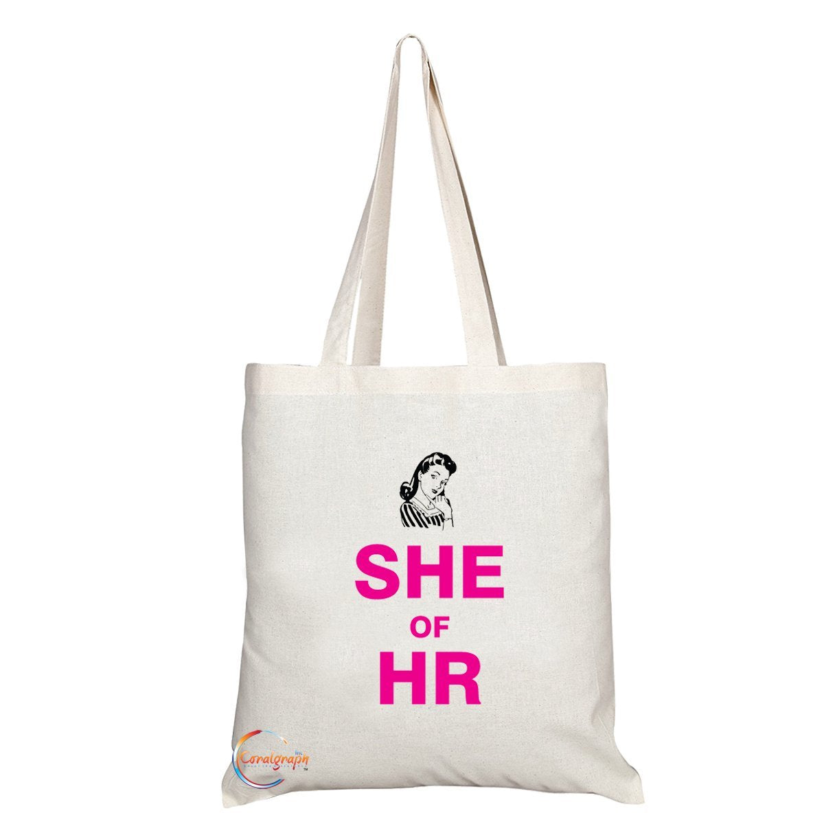 TB093 SHE OF HR Novelty Present Gift Printed Eco-Friendly Stylish Long Handled Tote Shoulder Bag