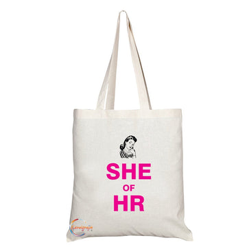 TB093 SHE OF HR Novelty Present Gift Printed Eco-Friendly Stylish Long Handled Tote Shoulder Bag