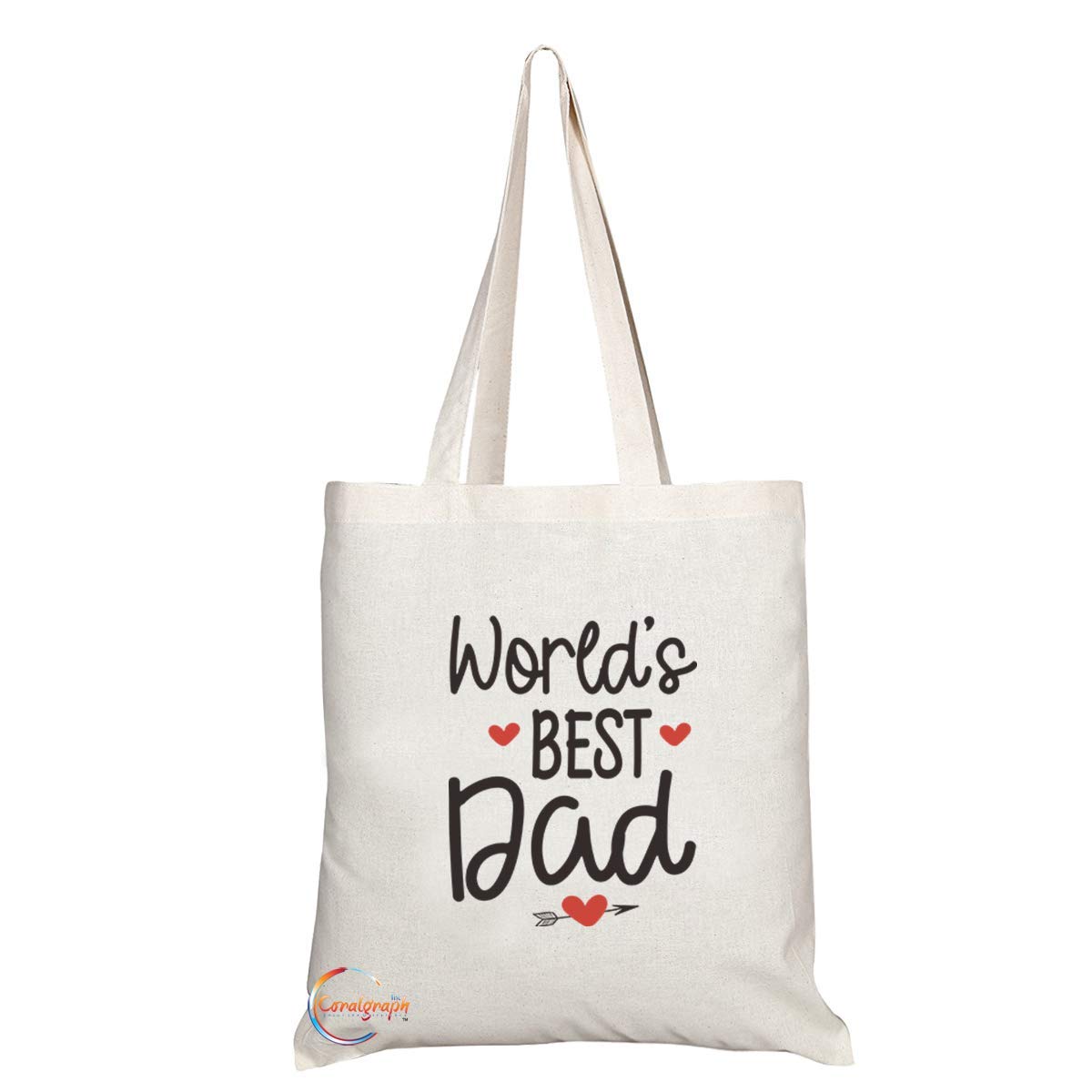 TB742 World's Best Dad Fathers Day Novelty Present Gift Printed Eco-Friendly Stylish Long Handled Tote Shoulder Bag