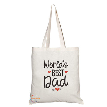 TB742 World's Best Dad Fathers Day Novelty Present Gift Printed Eco-Friendly Stylish Long Handled Tote Shoulder Bag
