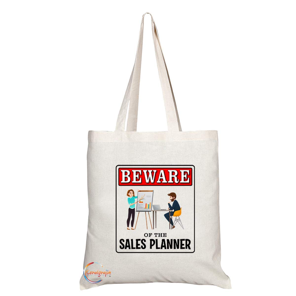 TB988 Beware of the Sales Planner Novelty Present Gift Printed Eco-Friendly Stylish Long Handled Tote Shoulder Bag