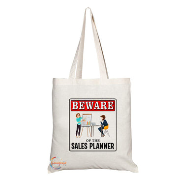 TB988 Beware of the Sales Planner Novelty Present Gift Printed Eco-Friendly Stylish Long Handled Tote Shoulder Bag