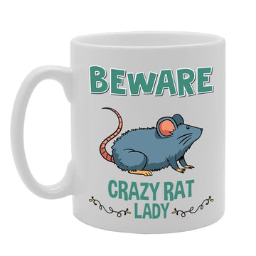 Beware Crazy Rat Lady   Printed Tea Coffee Cermic  Mg4228 - Funny Printed Coffee Mug - Great Gift Idea