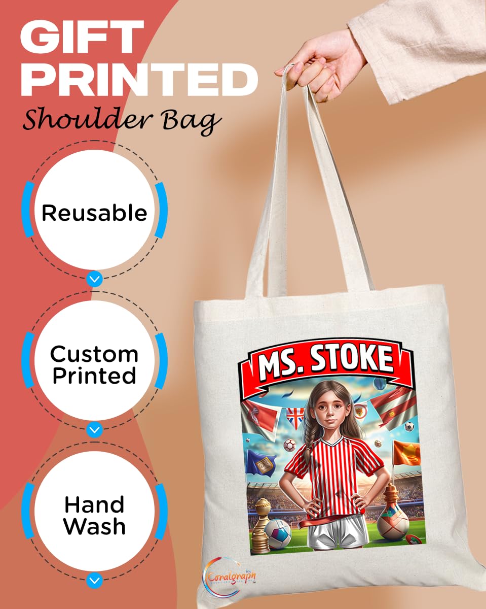 TB1639 Ms Stoke Footie Fan Lady Girl Tote Bag - Eco-Friendly, Stylish, Long Handled, Perfect Novelty Gift by