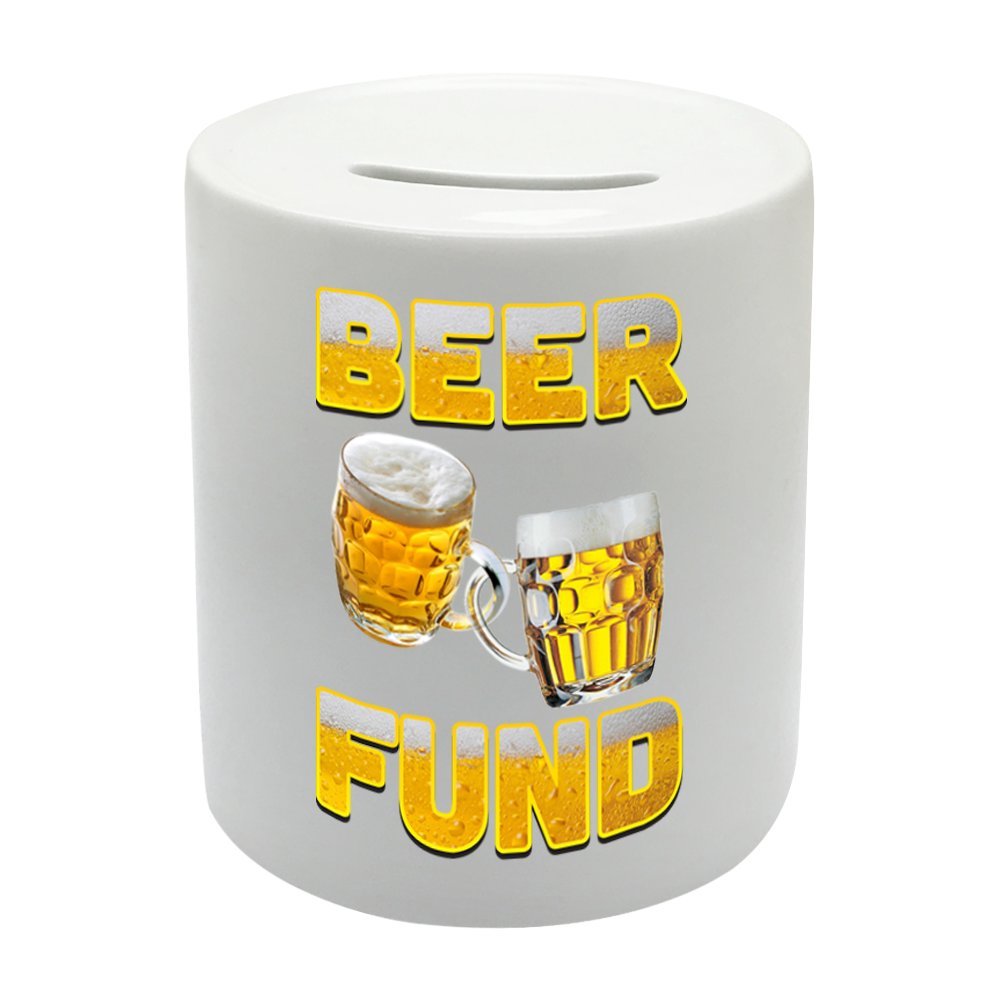 BS003 Beer Fund Novelty Gift Printed Ceramic Piggy Bank Money Saving Box