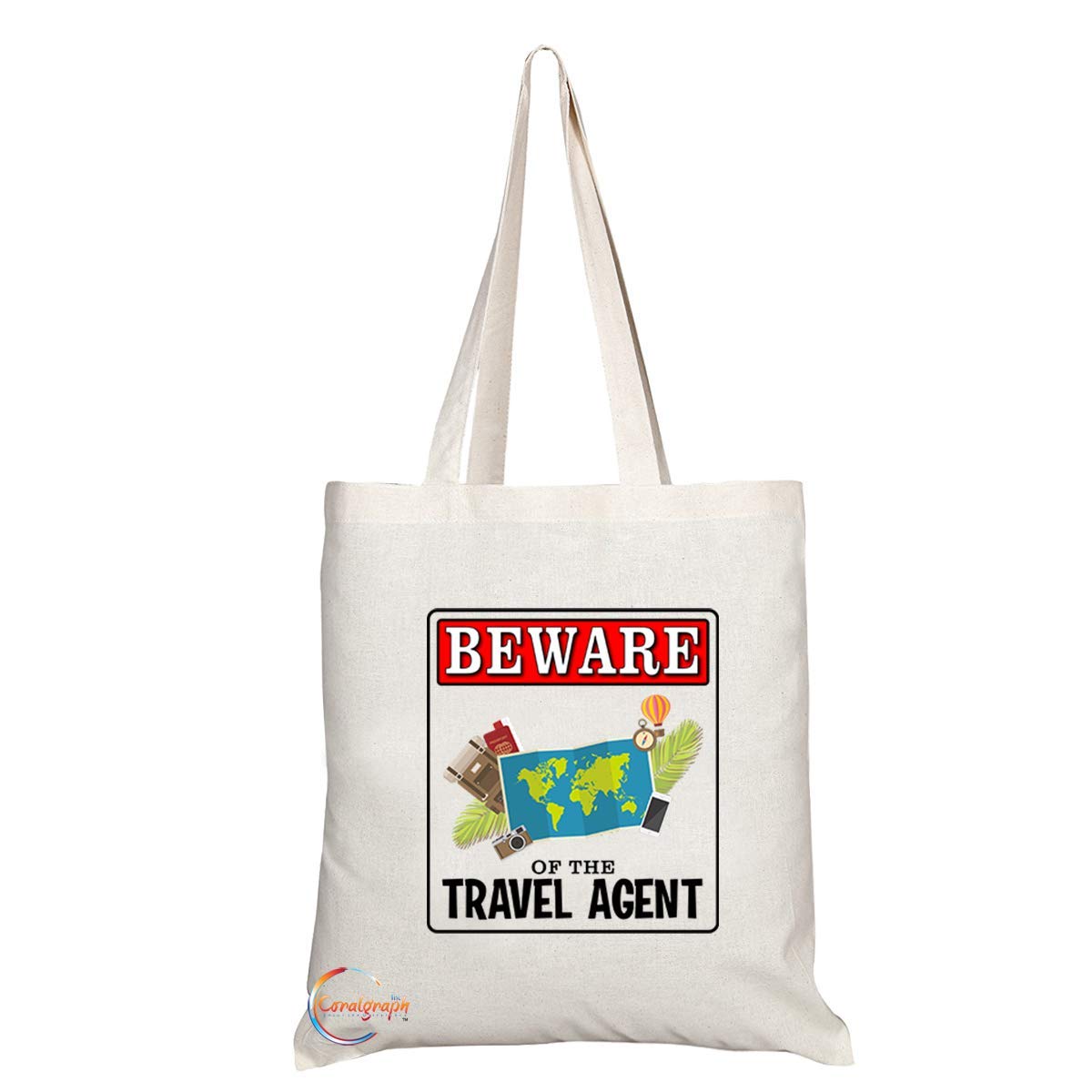 TB961 Beware of the Travel Agent Novelty Present Gift Printed Eco-Friendly Stylish Long Handled Tote Shoulder Bag
