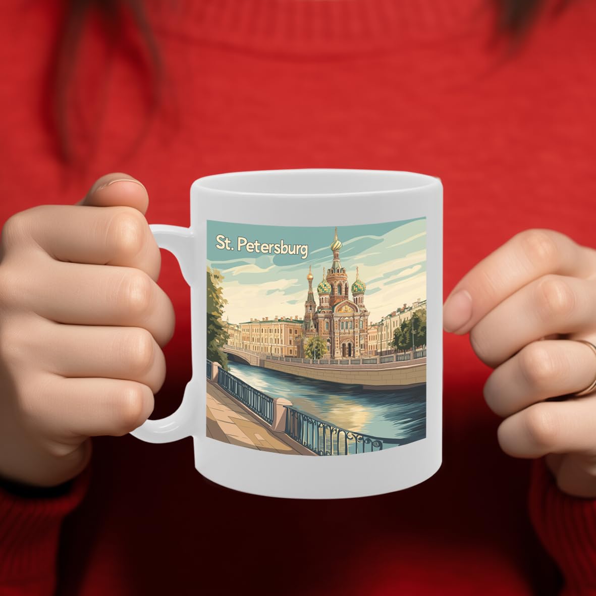 11Oz Dishwasher-Safe Ceramic  Featuring Popular Cities & Capitals From Europe And Around The World (St Petersburg) - Funny Printed Coffee Mug - Great Gift Idea