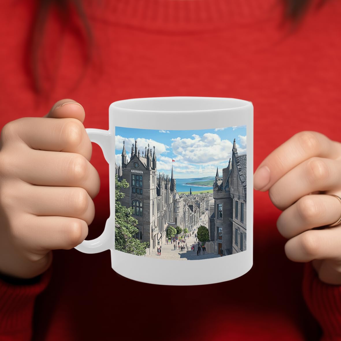 Printed Coffee Ceramic  Featuring Cities And Landmarks In United Kingdom (Aberdeen) - Funny Printed Coffee Mug - Great Gift Idea