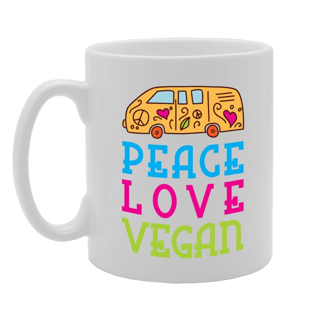 Peace Love Vegan   Printed Tea Coffee Ceramic  Mg3432 - Funny Printed Coffee Mug - Great Gift Idea