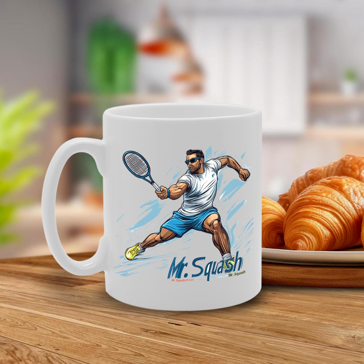 11Oz Ceramic  Featuring Popular Sports Designs From Around The World – Ideal For Sports Fans And Enthusiasts (Squash Mg6573) - Funny Printed Coffee Mug - Great Gift Idea
