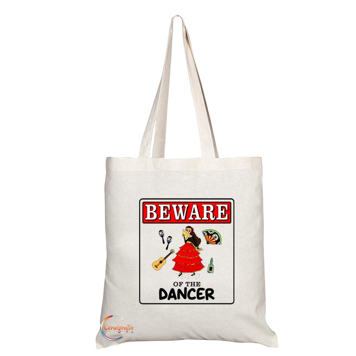 TB957 Beware of the Dancer Novelty Present Gift Printed Eco-Friendly Stylish Long Handled Tote Shoulder Bag