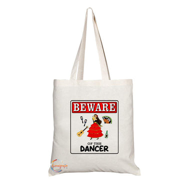 TB957 Beware of the Dancer Novelty Present Gift Printed Eco-Friendly Stylish Long Handled Tote Shoulder Bag