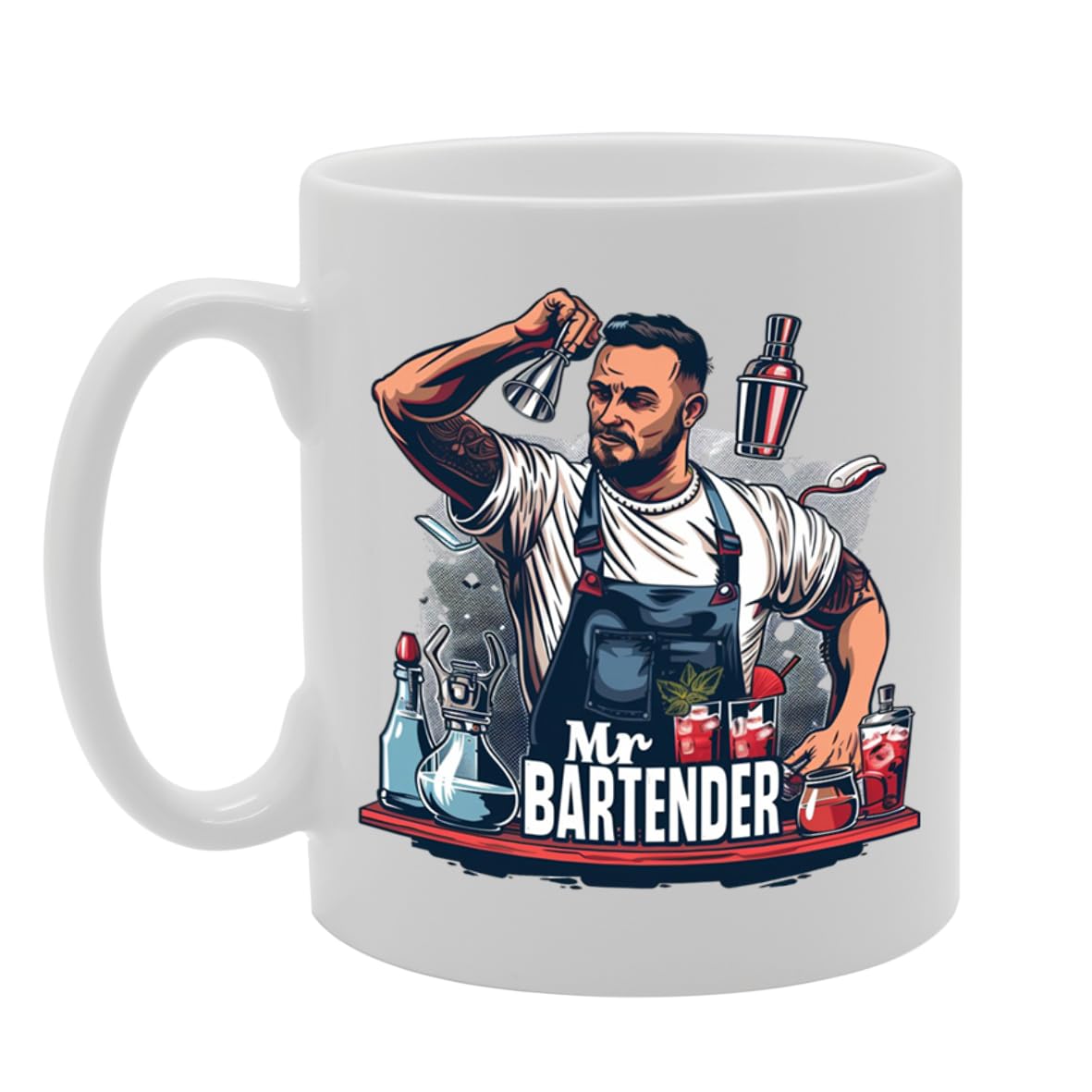 Mr Bartender  - Ideal For Bartenders And Cocktail Enthusiasts, 11Oz Ceramic Coffee  For Mixologists And Bar Professionals Mg5946 - Funny Printed Coffee Mug - Great Gift Idea