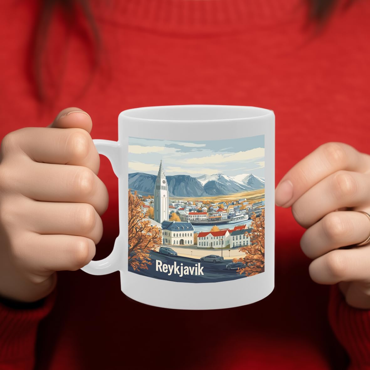 11Oz Dishwasher-Safe Ceramic  Featuring Popular Cities & Capitals From Europe And Around The World (Reykjavik) - Funny Printed Coffee Mug - Great Gift Idea