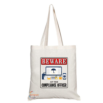 TB935 Beware of the Compliance Officer Novelty Present Gift Printed Eco-Friendly Stylish Long Handled Tote Shoulder Bag