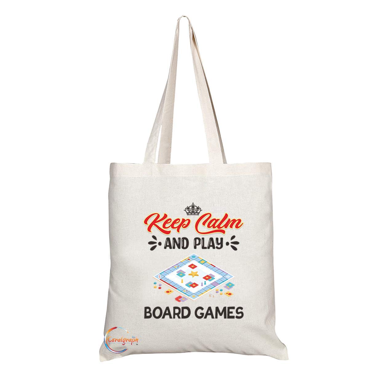 TB1075 Keep Calm and Play Board Games Novelty Present Gift Printed Eco-Friendly Stylish Long Handled Tote Shoulder Bag