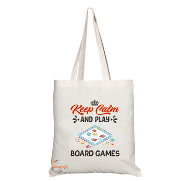 TB1075 Keep Calm and Play Board Games Novelty Present Gift Printed Eco-Friendly Stylish Long Handled Tote Shoulder Bag