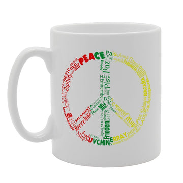 Peace Sign Of Words   Printed Tea Coffee Ceramic  Mg1676 - Funny Printed Coffee Mug - Great Gift Idea