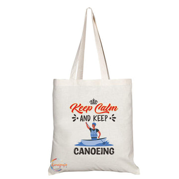 TB1082 Keep Calm and Keep Canoeing Novelty Present Gift Printed Eco-Friendly Stylish Long Handled Tote Shoulder Bag