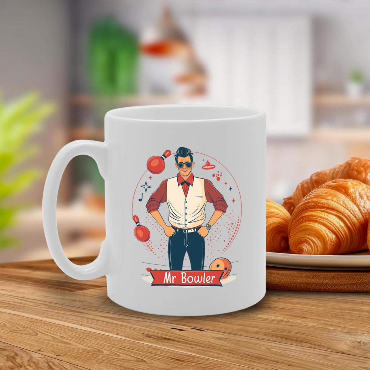 Mr Bowler  - Ideal For Bowling Enthusiasts, Unique Bowling Ball Handle Design, 11Oz Ceramic Coffee  For Bowlers And Sports Fans Mg5905 - Funny Printed Coffee Mug - Great Gift Idea