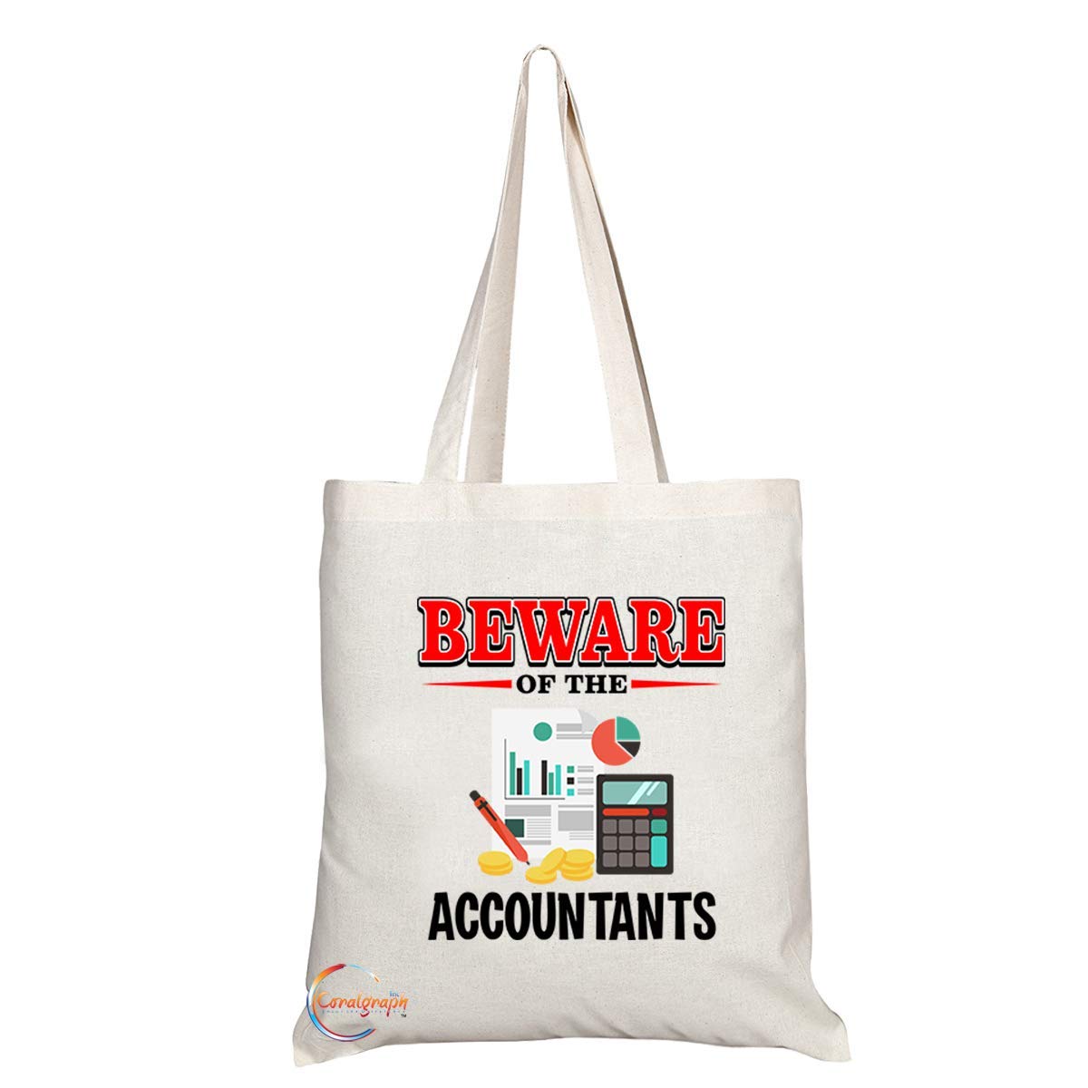 TB898 Beware of the Accountants Novelty Present Gift Printed Eco-Friendly Stylish Long Handled Tote Shoulder Bag