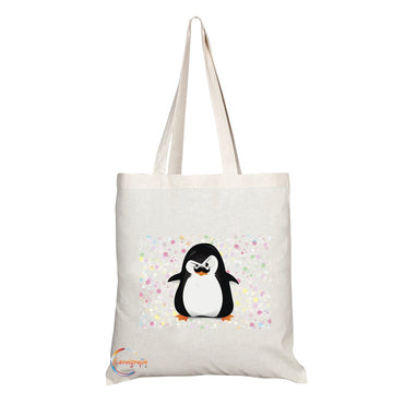 TB088 Funny Penguin Man Novelty Present Gift Printed Eco-Friendly Stylish Long Handled Tote Shoulder Bag