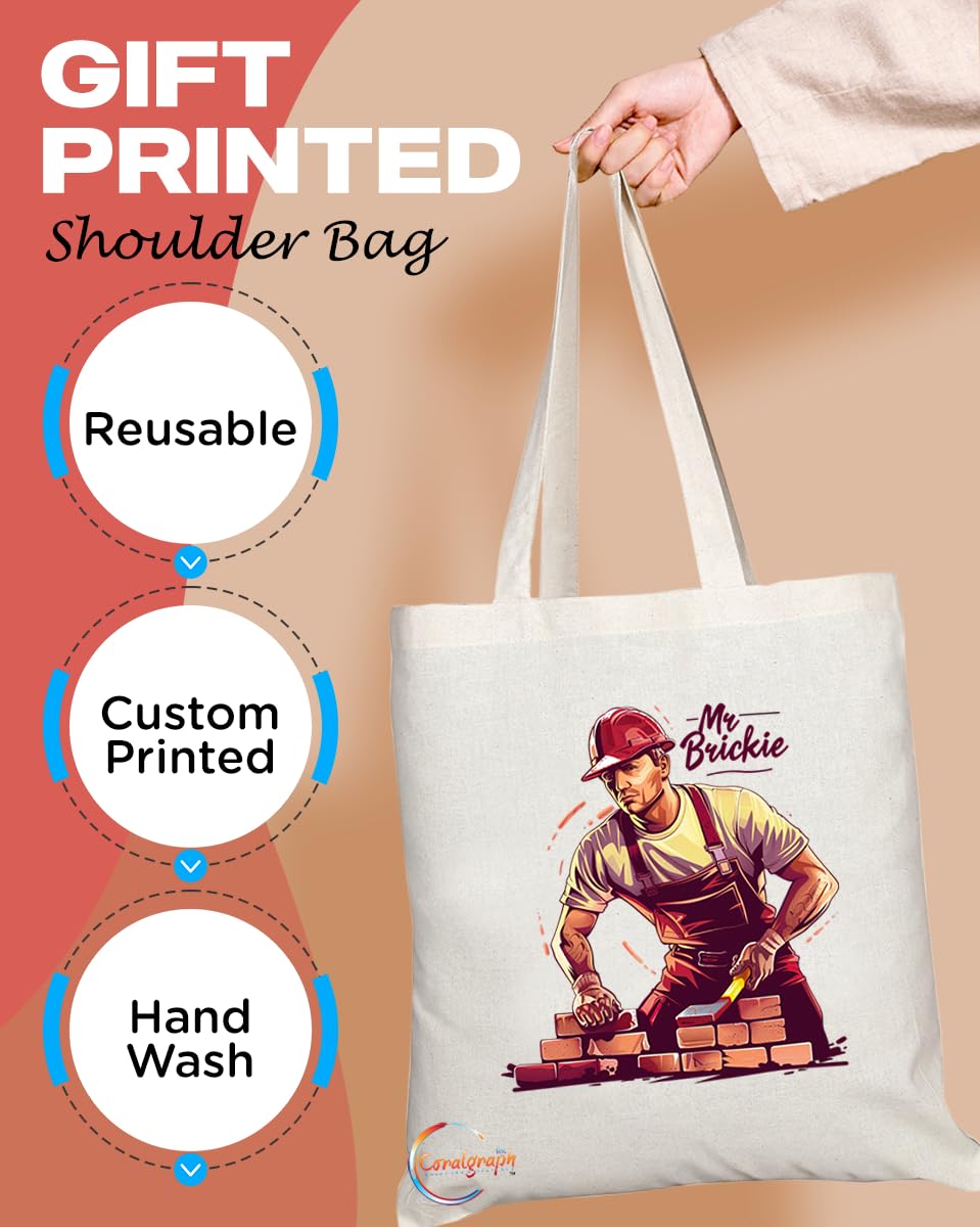 TB1715 Mr Brickie Tote Bag - Ideal for Bricklayers, Builders, Construction Workers - Sustainable, Stylish, Long Handled, Durable and Reusable