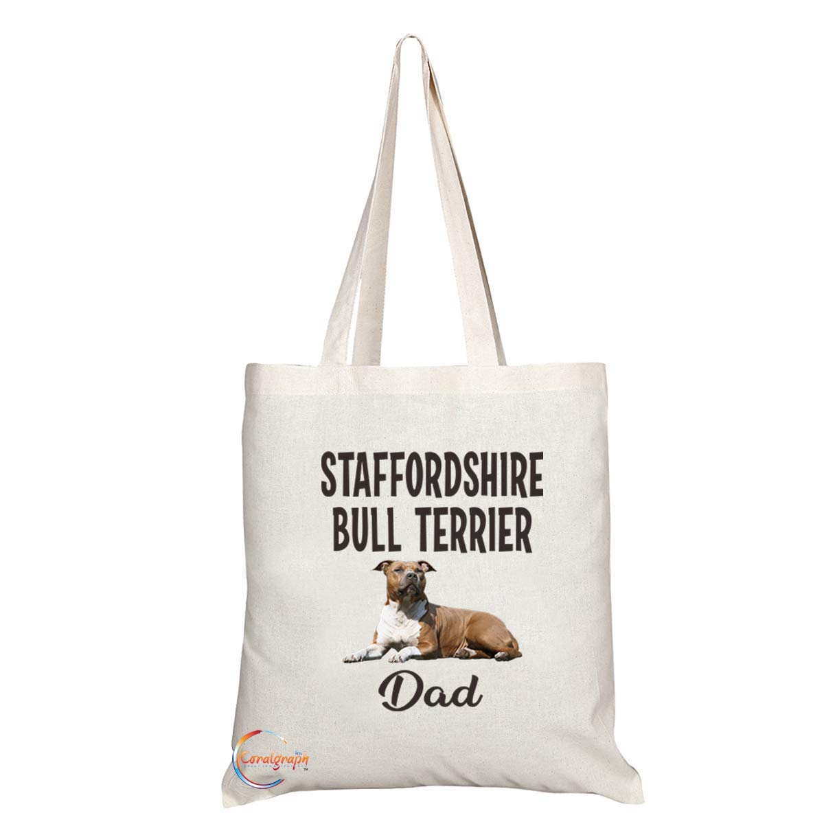 TB556 STAFFORDSHIRE BULL TERRIER Dad Novelty Present Gift Printed Eco-Friendly Stylish Long Handled Tote Shoulder Bag