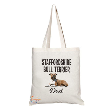 TB556 STAFFORDSHIRE BULL TERRIER Dad Novelty Present Gift Printed Eco-Friendly Stylish Long Handled Tote Shoulder Bag