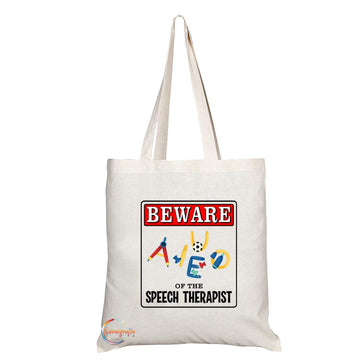 TB959 Beware of the Speech Therapist Novelty Present Gift Printed Eco-Friendly Stylish Long Handled Tote Shoulder Bag