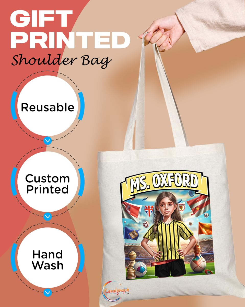 TB1650 Ms Oxford Footie Fan Lady Girl Tote Bag - Eco-Friendly, Stylish, Long Handled, Perfect Novelty Gift by