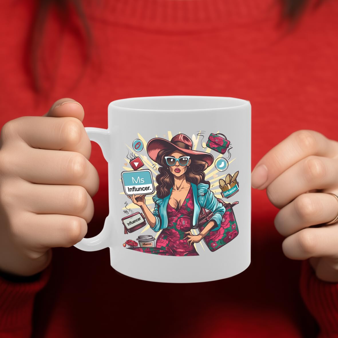 Ms Influencer  - Ideal For Social Media Stars And Digital Content Creators, 11Oz Ceramic Coffee  For Influencers And Trendsetters Mg5999 - Funny Printed Coffee Mug - Great Gift Idea