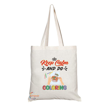 TB1055 Keep Calm and Do Coloring Novelty Present Gift Printed Eco-Friendly Stylish Long Handled Tote Shoulder Bag