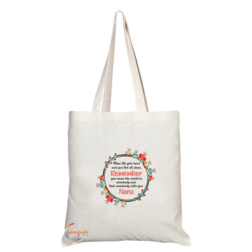 TB227 When Life Gets Hard And You Feel All Alone Remember Nana Novelty Present Gift Printed Eco-Friendly Stylish Long Handled Tote Shoulder Bag