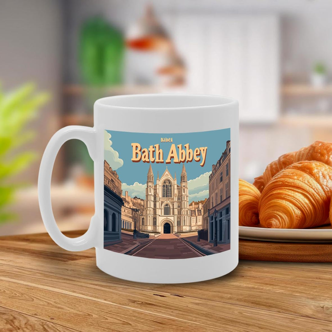 Printed Coffee Ceramic  Featuring Cities And Landmarks In United Kingdom (Bath Abbey) - Funny Printed Coffee Mug - Great Gift Idea