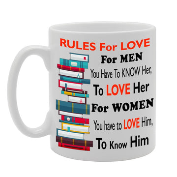 Rules For Love For Men Women   Printed Tea Coffee Ceramic  Mg175 - Funny Printed Coffee Mug - Great Gift Idea