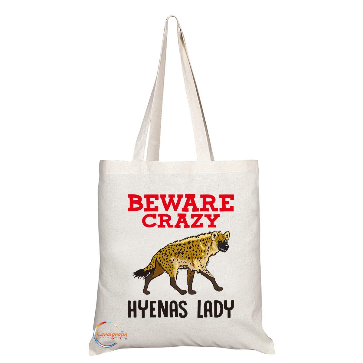 TB372 Beware Crazy Hyenas Lady Novelty Present Gift Printed Eco-Friendly Stylish Long Handled Tote Shoulder Bag