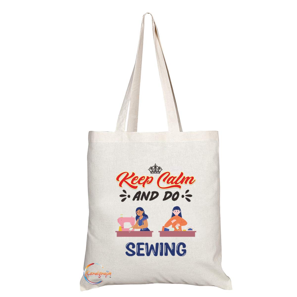 TB1069 Keep Calm and Do Sewing Novelty Present Gift Printed Eco-Friendly Stylish Long Handled Tote Shoulder Bag