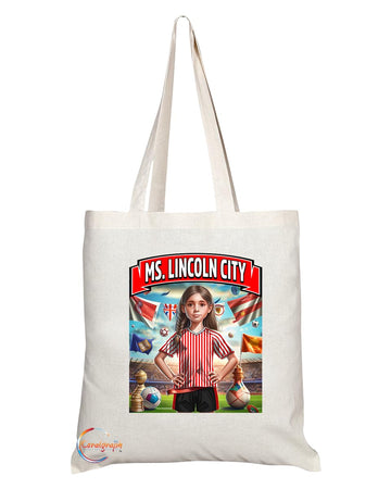 TB1651 Ms Lincoln City Footie Fan Lady Girl Tote Bag - Eco-Friendly, Stylish, Long Handled, Perfect Novelty Gift by