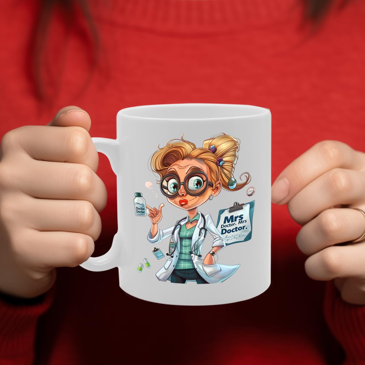 Mrs Doctor  - For Female Doctors, Medical Professionals, Healthcare Workers, Durable Ceramic, Dishwasher Safe, Premium Print Mg6059 - Funny Printed Coffee Mug - Great Gift Idea