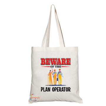 TB832 Beware of the Plan Operator Novelty Present Gift Printed Eco-Friendly Stylish Long Handled Tote Shoulder Bag