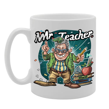 Mr Teacher  - Crafted For Male Teachers, Educators, School Staff, Sturdy Ceramic, Dishwasher Safe Mg6014 - Funny Printed Coffee Mug - Great Gift Idea