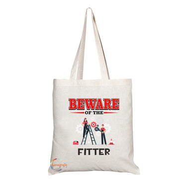 TB804 Beware of the Fitter Novelty Present Gift Printed Eco-Friendly Stylish Long Handled Tote Shoulder Bag