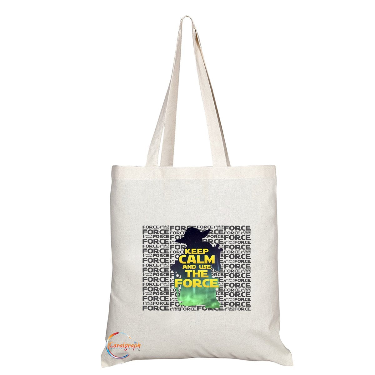TB096 KEEP CALM AND USE THE FORCE Novelty Present Gift Printed Eco-Friendly Stylish Long Handled Tote Shoulder Bag