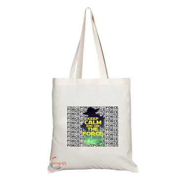TB096 KEEP CALM AND USE THE FORCE Novelty Present Gift Printed Eco-Friendly Stylish Long Handled Tote Shoulder Bag