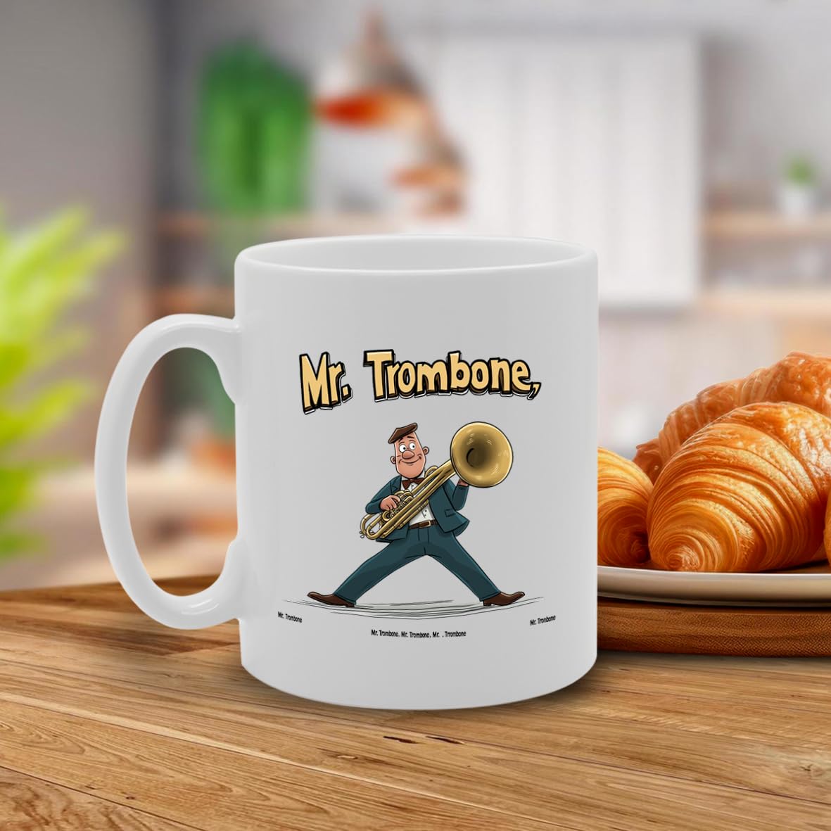 11Oz Ceramic  Featuring Trombone Mg6580 – For Trombone Players And Music Lovers - Funny Printed Coffee Mug - Great Gift Idea