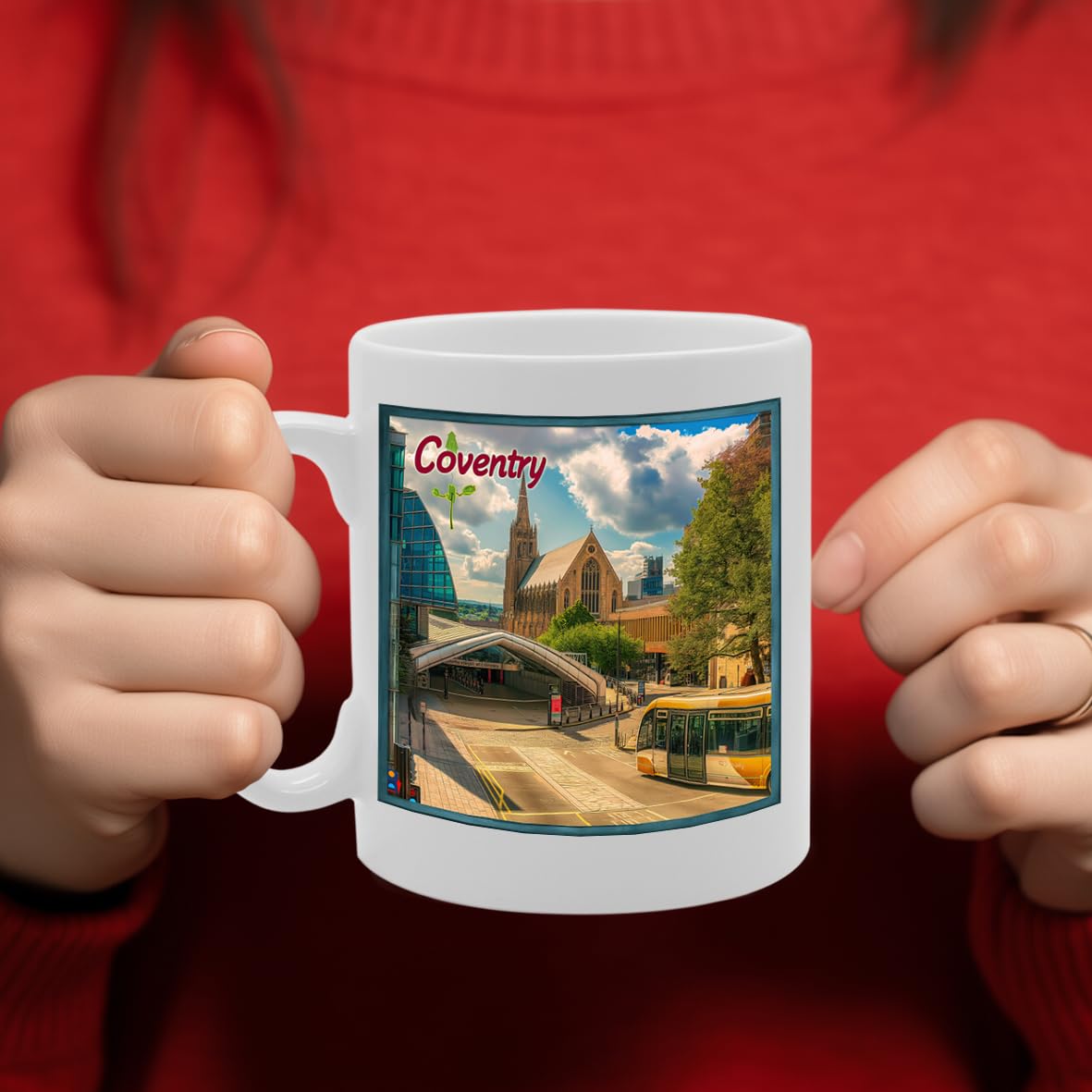 Printed Coffee Ceramic  Featuring Cities And Landmarks In United Kingdom (Coventry) - Funny Printed Coffee Mug - Great Gift Idea