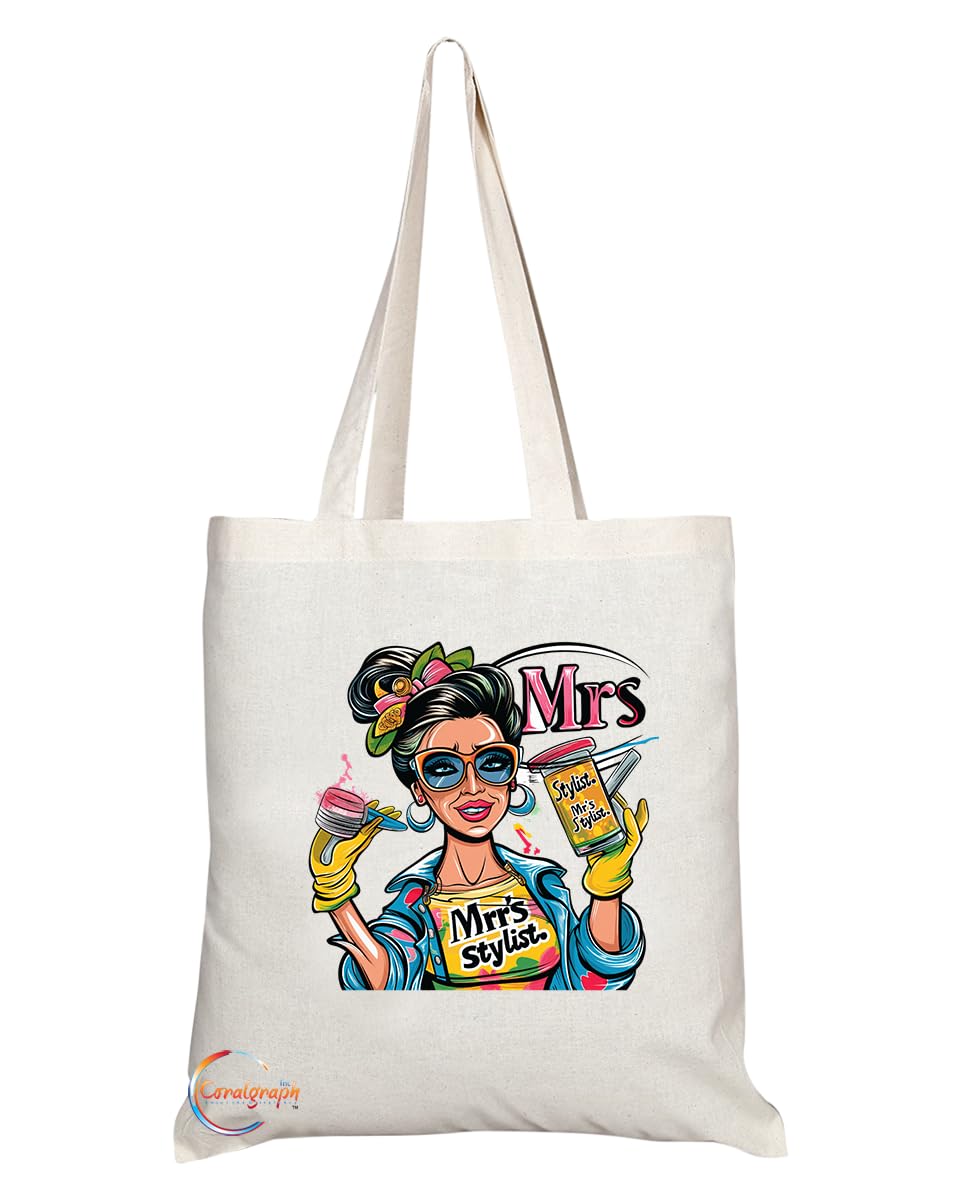 TB1802 Mrs Stylist Tote Bag - Great Gift for Nail Beauty Technicians, Salon Professionals, Fashion Enthusiasts - Durable, Stylish, Eco-Friendly, Reusable, Spacious, and Lightweight
