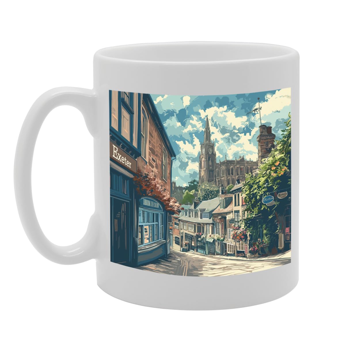 Printed Coffee Ceramic  Featuring Cities And Landmarks In United Kingdom (Exeter) - Funny Printed Coffee Mug - Great Gift Idea